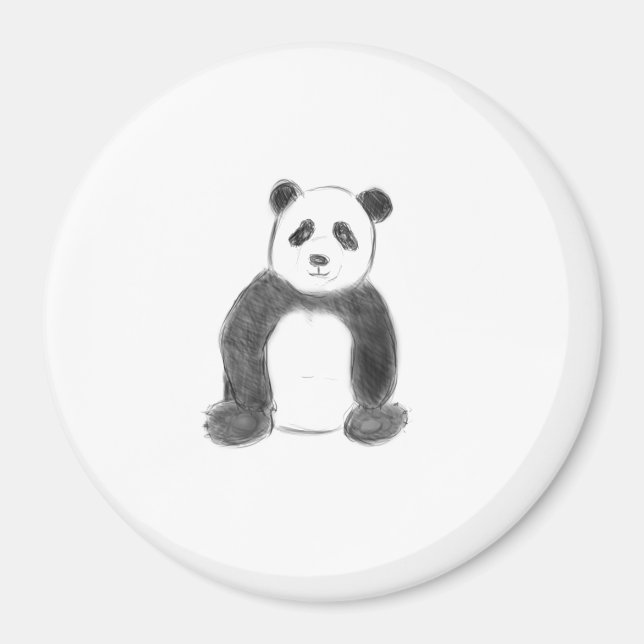 Imán Esbozo de panda blanco y negro (Frente)