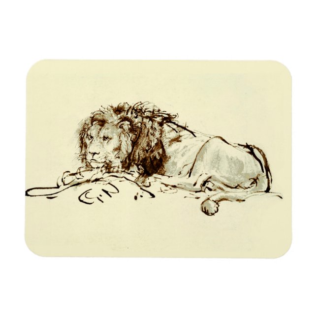 Imán Esbozo de tinta de Rembrandt vintage / dibujo de u (Horizontal)