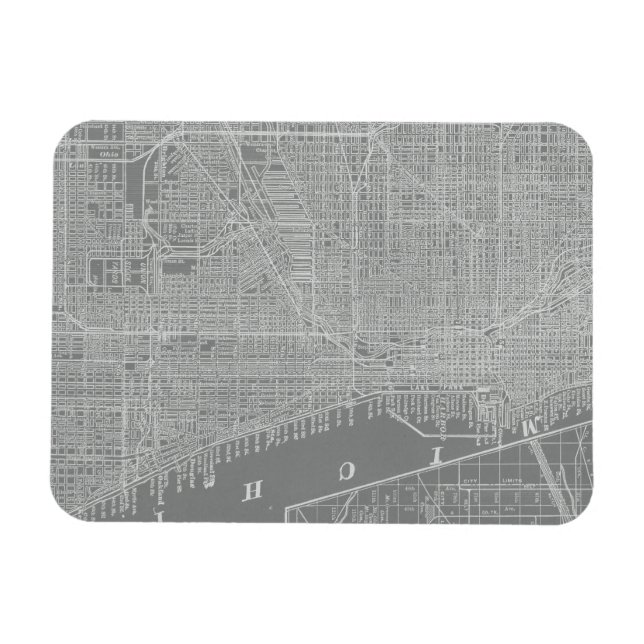 Imán Esbozo del mapa de la ciudad de Chicago (Horizontal)