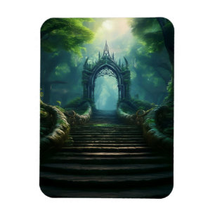 Imán Escaleras de la antigua puerta de un bosque encant