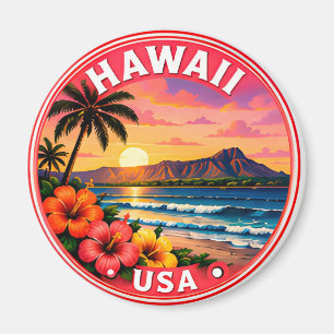 Imán 🟡 Escape al Paraíso del Atardecer Tropical de Haw