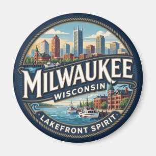 Imán 🌅 Escape de viaje al frente del lago Milwaukee