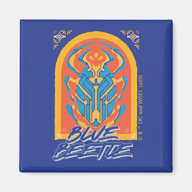 Imán Escarabajo Azul Scarab Talavera Gráfico (Frente)