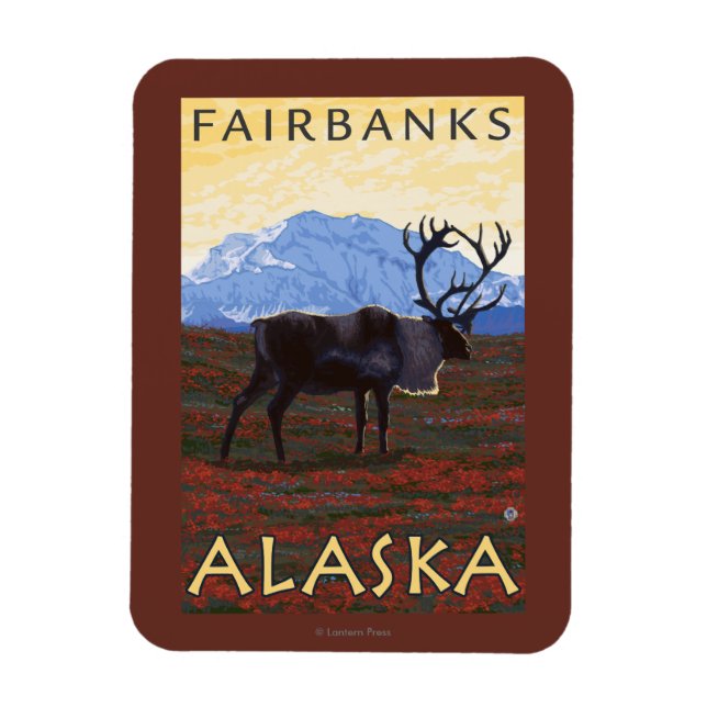 Imán Escena Caribou - Fairbanks, Alaska (Vertical)