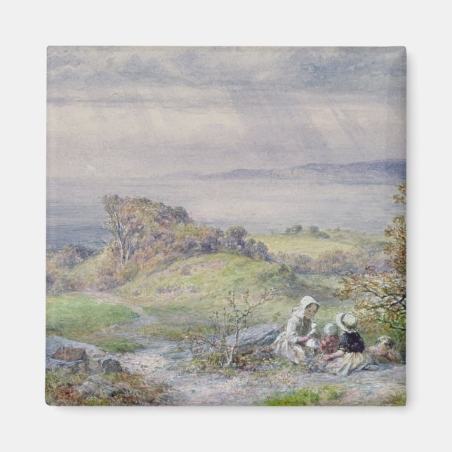 Imán Escena costera con niños en primer plano (Frente)