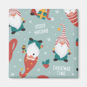 Imán Escena de aldea de invierno Feliz Navidad, Año Nue