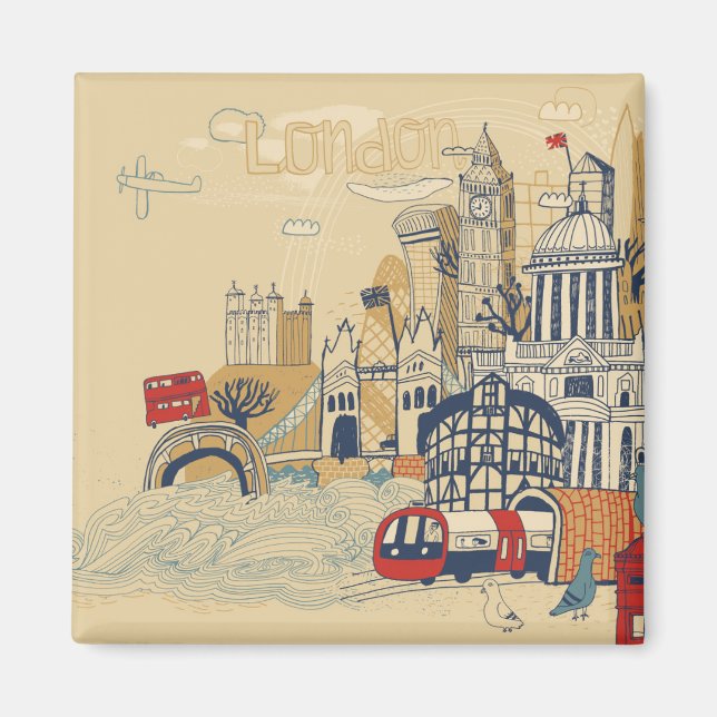 Imán Escena de Doodle en Londres (Frente)