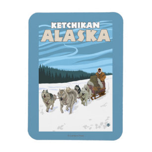 Imán Escena de duelo de perro - Ketchikan, Alaska
