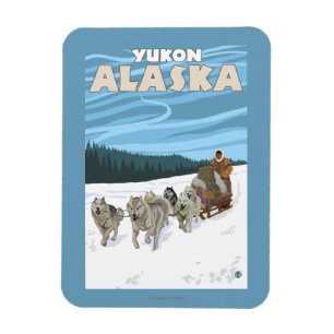 Imán Escena de duelo de perro - Yukón, Alaska