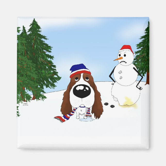 Imán Escena de invierno de English Springer Spaniel (Frente)