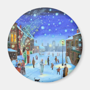 Imán Escena de la calle de invierno Carol Scrooge para 