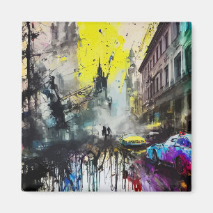 Imán Escena de la calle ocupada en la ciudad alemana de