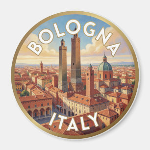 Imán Escena de la ciudad medieval de Bolonia, Italia ✨