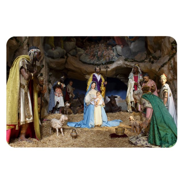 Imán Escena de la Natividad de los Navidades Antiguos (Horizontal)