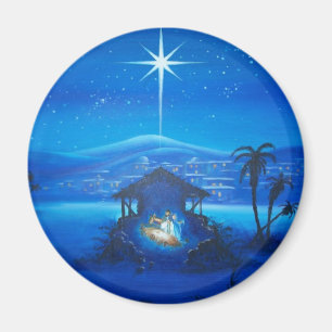 Imán Escena de la noche del pesebre del vintage