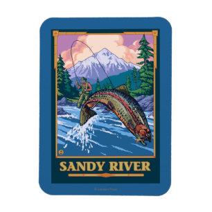 Imán Escena de pesca de mosca - Río Sandy, Oregón