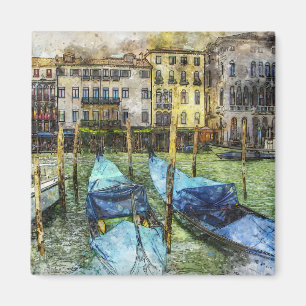 Imán Escena de pintura de góndola de Venecia