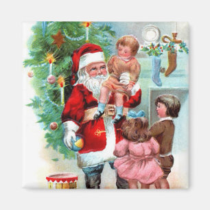 Imán Escena de Santa del navidad del vintage