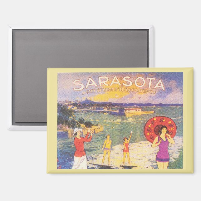 Imán Escena de Sarasota Florida de los años 20 (Anverso/Reverso)