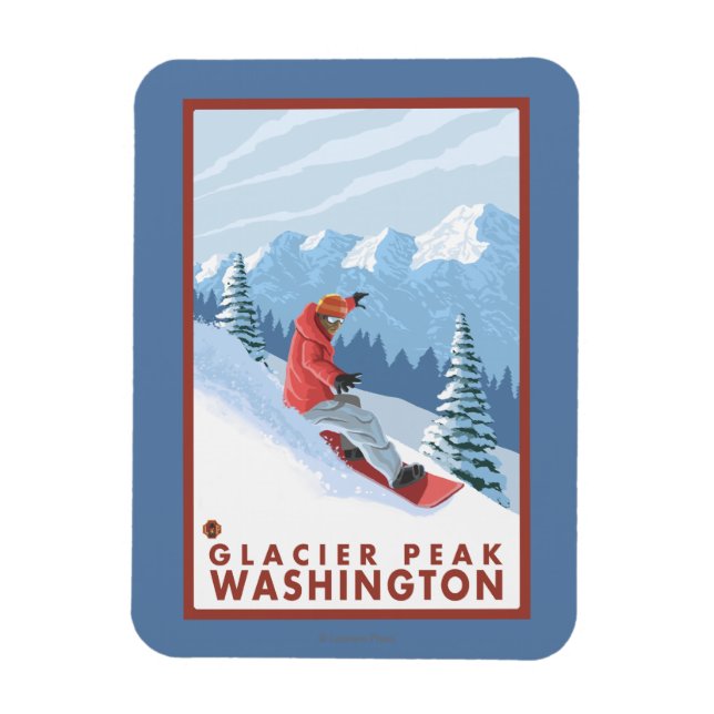 Imán Escena De Snowboard - Glacier Peak, Washington (Vertical)