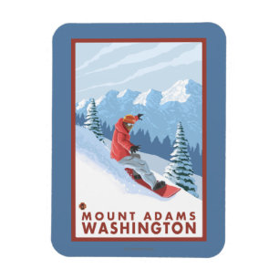 Imán Escena de Snowboard - Monte Adams, Washington