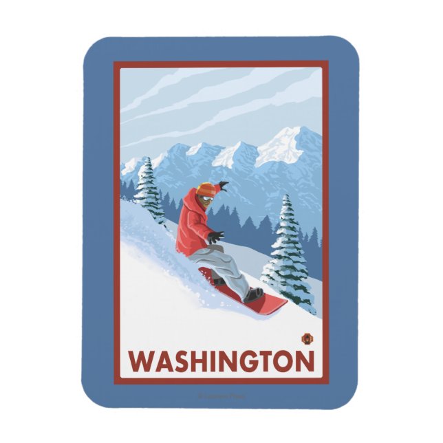 Imán Escena de Snowboard - Washington (Vertical)