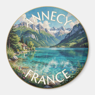 Imán Escena de viaje al lago alpino turquesa de Annecy