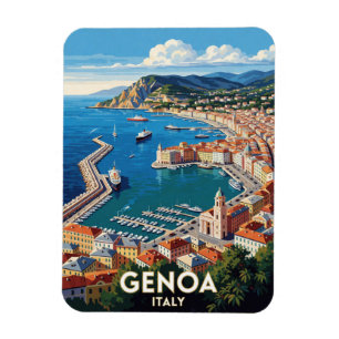 Imán Escena de viaje al puerto de Génova, Italia ⚓