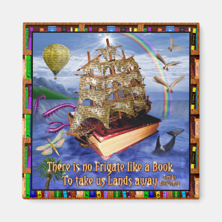 Imán Escena del barco del libro con Emily Dickinson