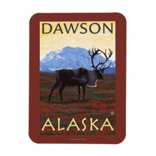 Imán Escena del caribú - Dawson, Alaska