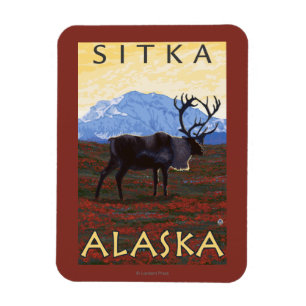 Imán Escena del caribú - Sitka, Alaska
