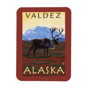 Imán Escena del caribú - Valdez, Alaska