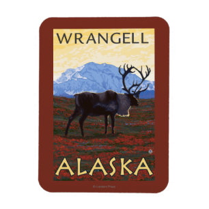 Imán Escena del caribú - Wrangell, Alaska