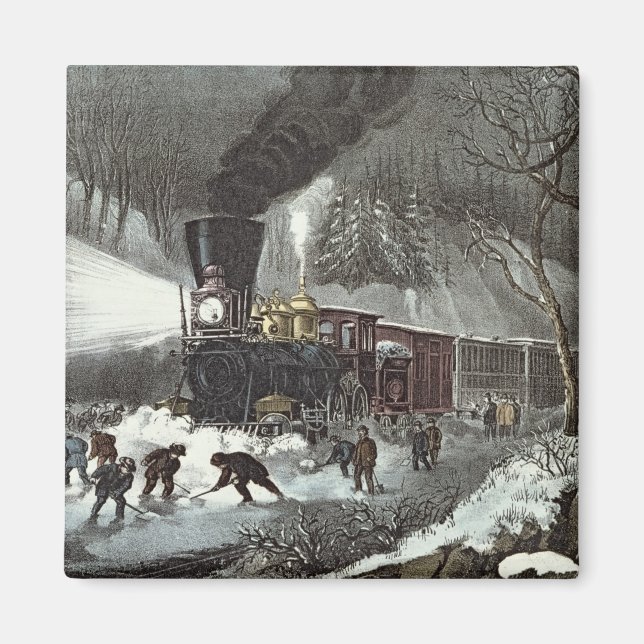 Imán Escena del ferrocarril estadounidense, 1871 (Frente)