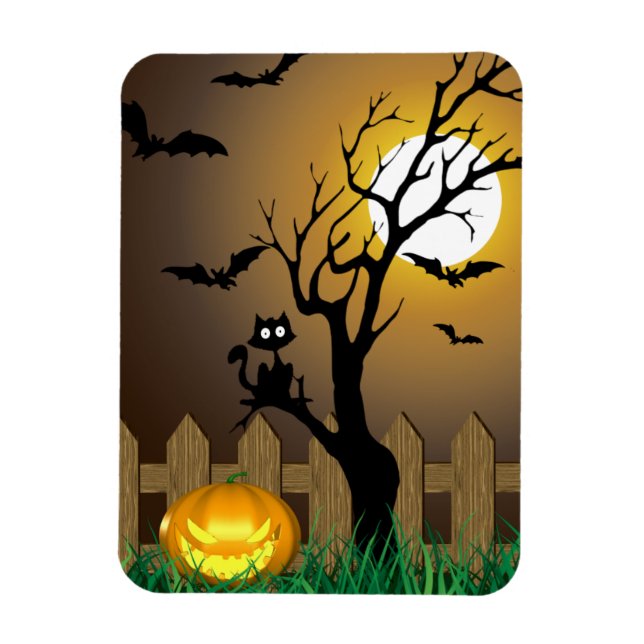 Imán Escena del jardín de Halloween con miedo (Vertical)