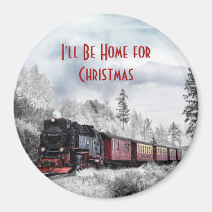 Imán Escena del navidad del invierno del tren del