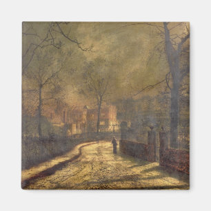 Imán Escena del otoño, Leeds, 1874 (aceite a bordo)