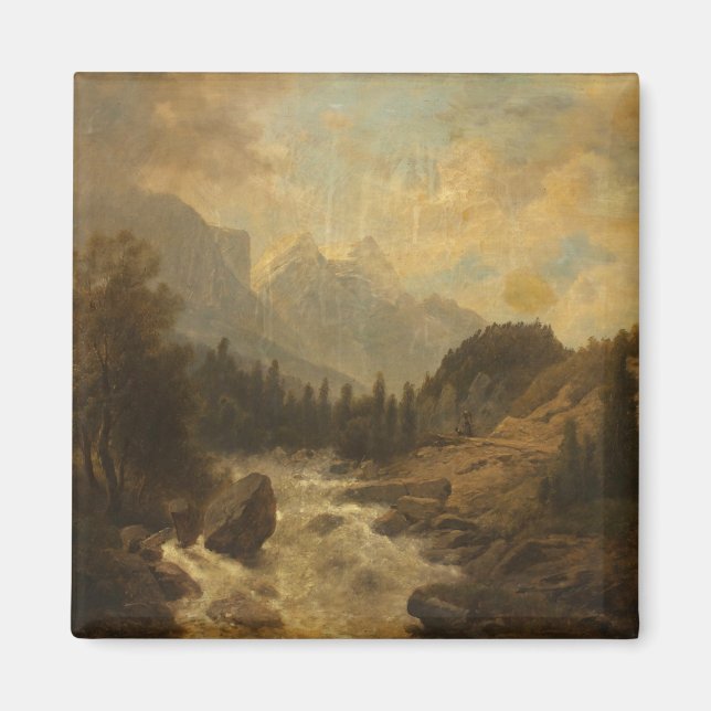 Imán Escena del paisaje forestal (por Josef Kriehuber) (Frente)