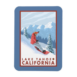Imán Escena del Snowboarder - el lago Tahoe, California