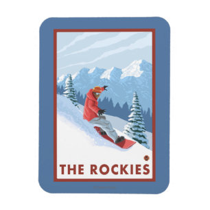 Imán Escena del Snowboarder - los Rockies