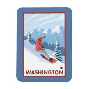 Imán Escena del Snowboarder - Washington