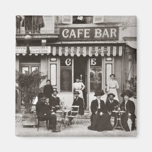 Imán Escena francesa de la calle de la barra del café
