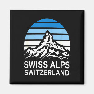 Imán Escena retro de montaña de los Alpes suizos con ci