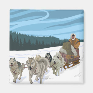 Imán Escena Sledding del perro - Fairbanks, Alaska