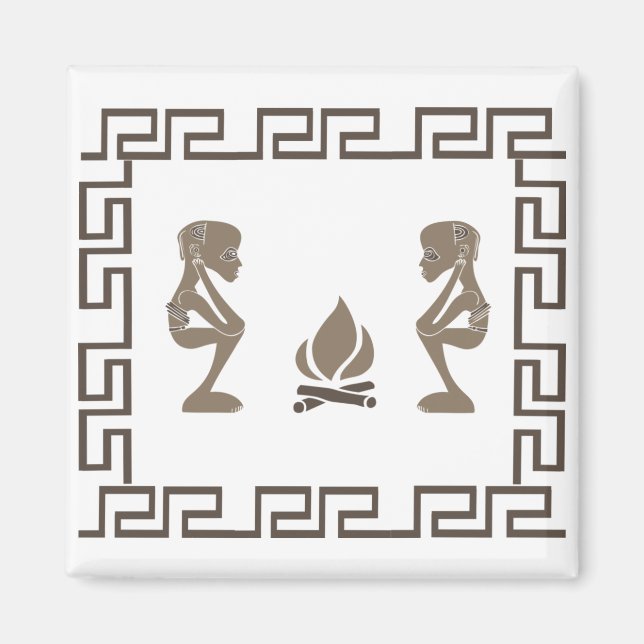 Imán Escena tribal primitiva africana abstracta (Frente)