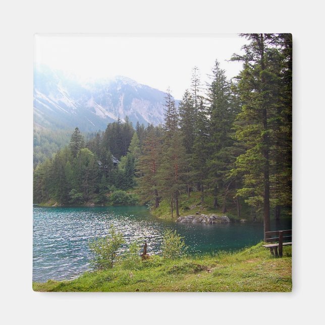 Imán Escenario alpino Forrest y foto del lago (Frente)