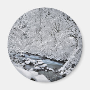 Imán Escenario de arroyo blanco nevado, Oregón