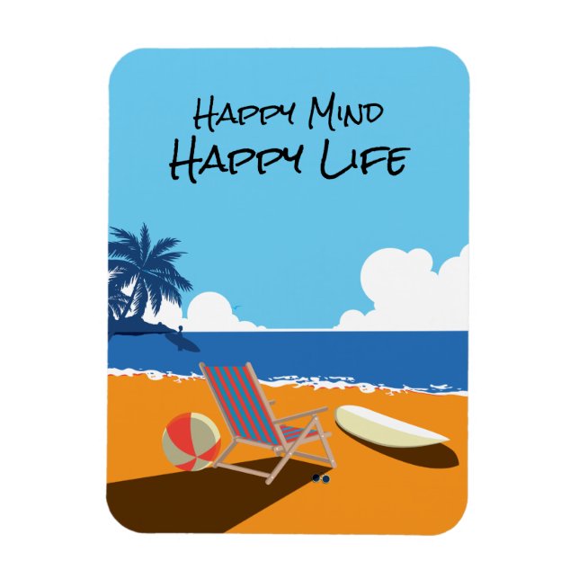 Imán Escenario de playa, tabla de surf, silla, océano (Vertical)