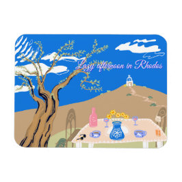 Imán Escenario personalizado de viaje de tarde griega b