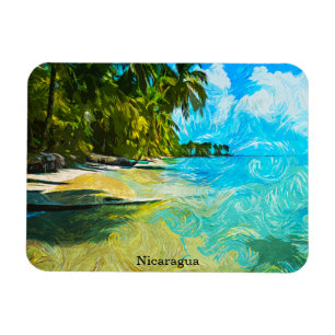 Imán Escenario Tropical Nicaragua Pintura al Óleo Playa